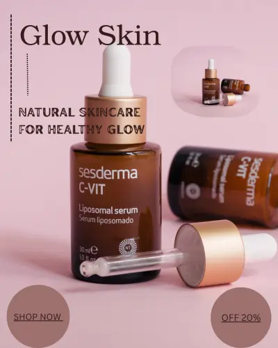 تصميم بنر إعلاني إحترافي للسوشيال ميديا ومنتجات العنايه بالبشره (Glow Skin)