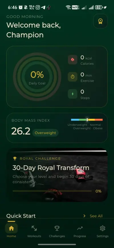 Royal Fitness Mobile App