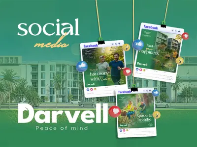 تصميم محتوى سوشيال ميديا لمشروع Darvell Residence العقاري
