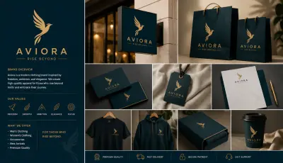 تصميم هوية بصرية متكاملة لبراند الأزياء الفاخر AVIORA