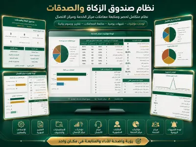 نظام صندوق الزكاة والصدقات المتكامل باستخدام Excel بداش بورد احترافية