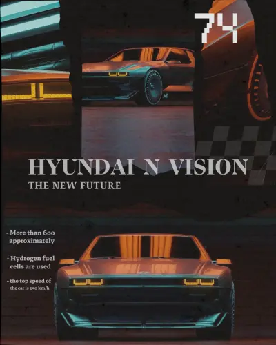 تصميم إعلان لسيارة HYUNDAI  N  VISION 74