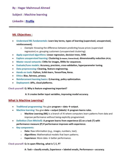 Machine learning Summary Document