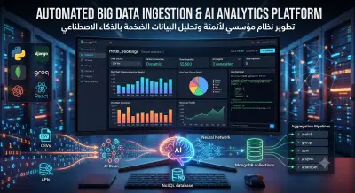 تطوير نظام مؤسسي لأتمتة وتحليل البيانات الضخمة بالذكاء الاصطناعي | Automated Big Data Ingestion & AI Analytics Platform