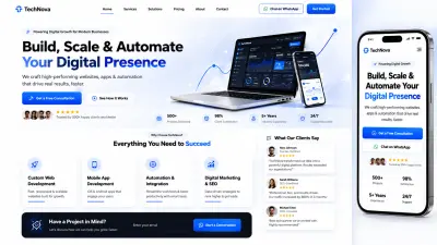 Landing Page تحويلية لعلامة تجارية تقنية أو خدمية
