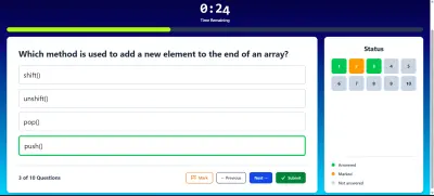 Quizzat - تطبيق اختبارات جافا سكريبت مع نظام تسجيل دخول ومؤقت زمني