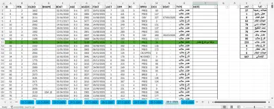 إدخال حركة القطيع لمزرعة علي الاكسل