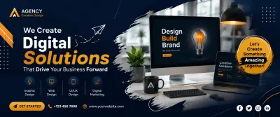 تصميم غلاف فيسبوك احترافي لخدمات التسويق والحلول الرقمية