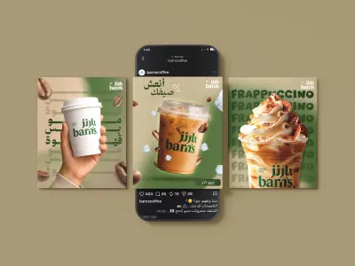 social media posters for barn's coffee