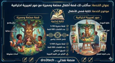 سأكتب لك قصة أطفال ممتعة ومميزة مع صور تعبيرية احترافية