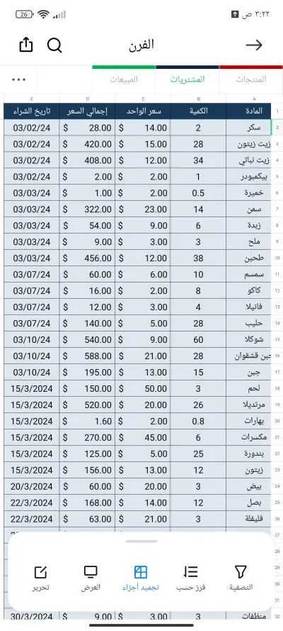 تنظيم بيانات متجر