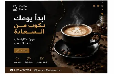تصميم بوست إعلاني احترافي لمتجر قهوة (Coffee Shop (Social Media Post