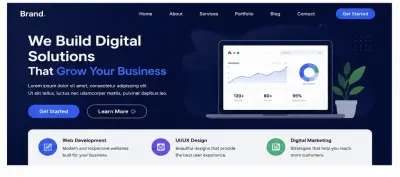تصميم صفحة هبوط احتراف لموقع خدمات رقمية (_anding Page UI Design)