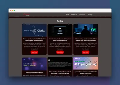 تطوير واجهة منصة BountyRadar لتتبع الثغرات الأمنية وتصنيفات الهاكرز.