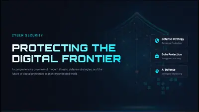 modern and professional PowerPoint presentation about Cyber Security with a clean, high-tech design and visually engaging slides.