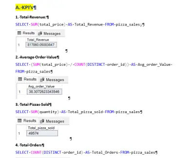 تحليل بيانات مبيعات البيتزا باستخدام SQL واستخراج الرؤى البيانية