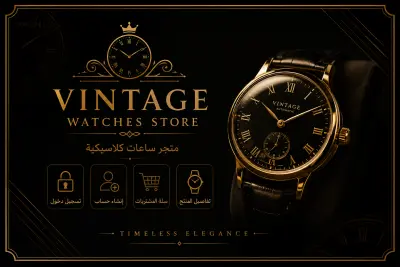 متجر ساعات Vintage إلكتروني متجاوب باستخدام JavaScript