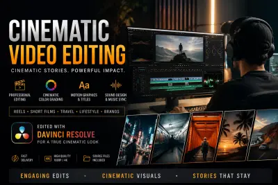 مونتاج احترافي Cinematic Reels وفيديوهات قصيرة بجودة سينمائية