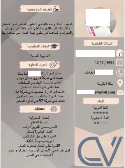 تصميم سيرة ذاتية احترافية باللغة العربية