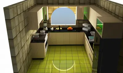 تصميم مطابخ 3D للمساحات الصغيرة