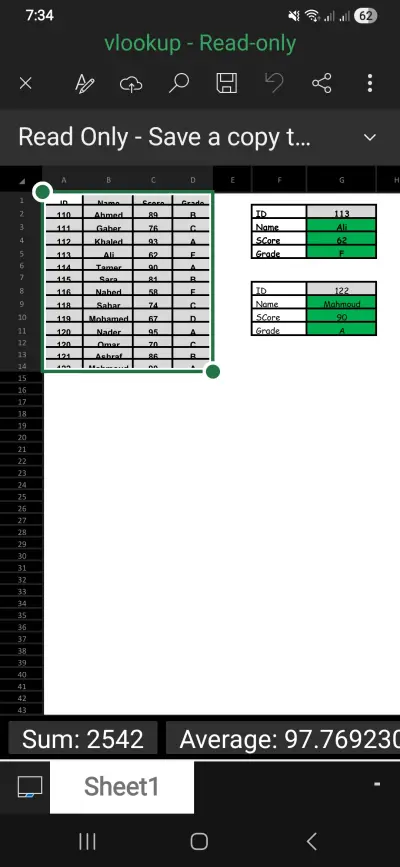 بناء نظام بحث ذكي واستخراج بيانات الطلاب باستخدام دالة VLOOKUP على Excel