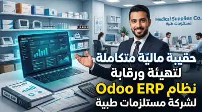حقيبة ماليّة متكاملة لتهيئة ورقابة نظام Odoo ERP لشركة مستلزمات طبية