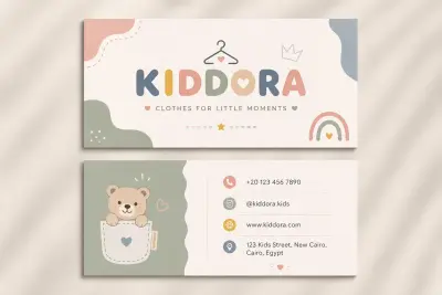 محتاج تصميم كارت مكتب لبراند ملابس اطفال ( KIDDORA )