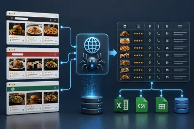 مشروع استخراج بيانات (Data Extraction) باستخدام تقنيات الـ Web Scraping لجمع معلومات المطاعم من مواقع مختلفة وتحويلها إلى بيانات منظمة قابلة للتحليل.