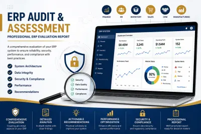 تدقيق وتقييم أنظمة ERP وإعداد تقرير احترافي.,ERP System Audit & Assessment Report