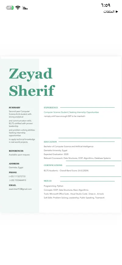 عمل ملفات CVاحترافيه