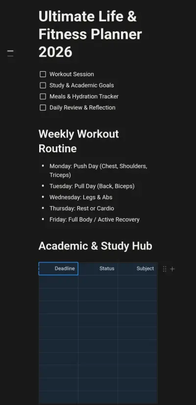 "[Template] Ultimate Life & Fitness Planner 2026 for Students".