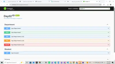 ASP.NET Core Web API لإدارة الأقسام والطلاب مع Swagger Documentation