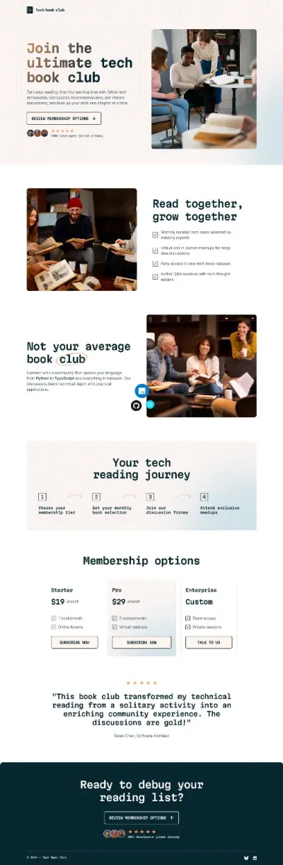 Tech Book Club Landing Page