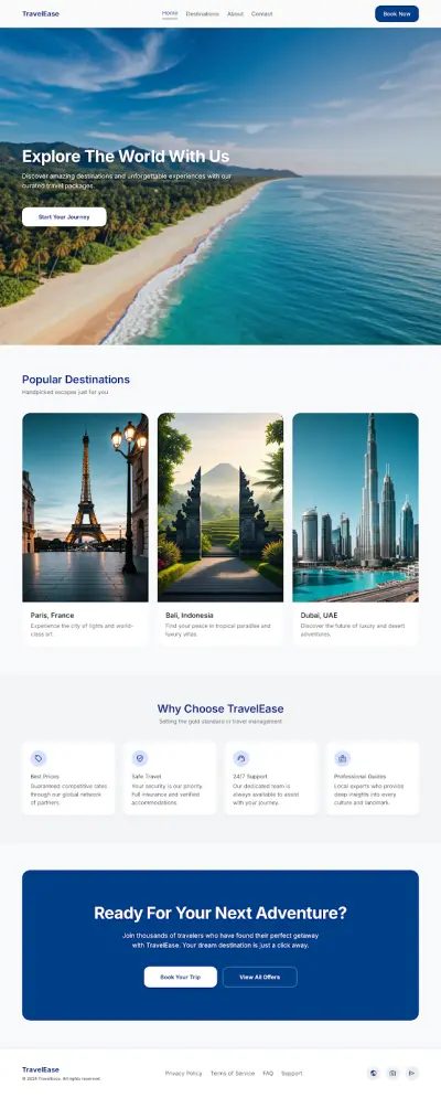 تصميم وتطوير Landing Page احترافية لشركة سياحة وسفر باستخدام HTML و CSS و Bootstrap