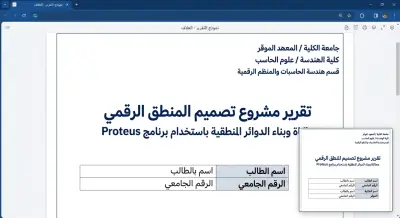 تصميم تقرير منطق رقمي (Logic Design) وإدخال بيانات متكامل.