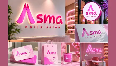 تصميم شعار احترافي لمحل أظافر "Asma Nails" | Nail Salon Logo Design
