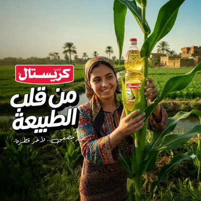 تصميم حملة إعلانية لمنتج زيت كريستال - من قلب الطبيعة