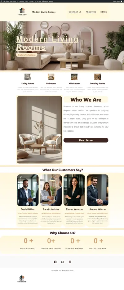 تصميم موقع متجر أثاث عصري باستخدامWordPress وElementor