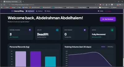 تطبيق ويب متكامل (Full-Stack) لتتبع تمارين اللياقة ورفع الأثقال
