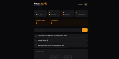 تطبيق تنظيم الوقت والإنتاجية الذكي - Focus Study App (React)