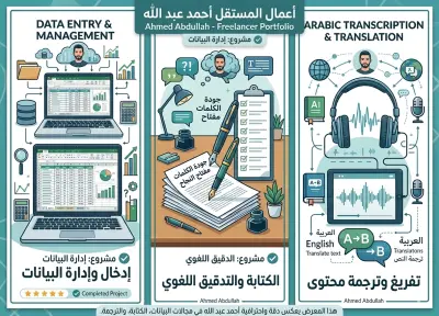 إدخال بيانات دقيق، كتابة محتوى، وترجمة احترافية.