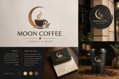 تصميم هوية بصرية متكاملة لمقهى (Moon Coffee)