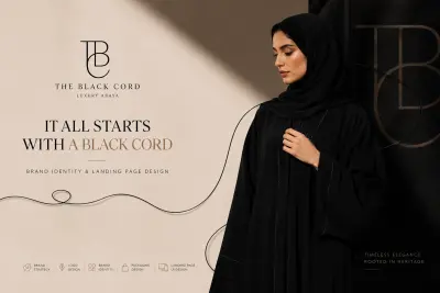 هوية بصرية وتصميم واجهة هبوط لعلامة عبايات The Black Cord
