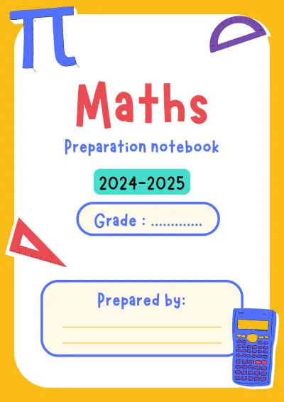 تصميم غلاف دفتر تحضير مادة الرياضيات (Maths) للمدارس الدولية واللغات