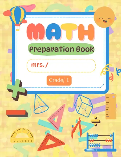 تصميم غلاف دفتر تحضير رياضيات (Math) مبهج وملون للمراحل الابتدائية