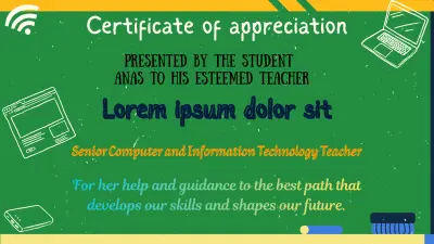 تصميم شهادة تقدير مبتكرة بمشهد سبورة الطباشير (ICT Grade 4) جاهزة للطباعة