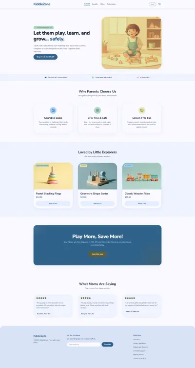 Kiddie Zone Landing Page