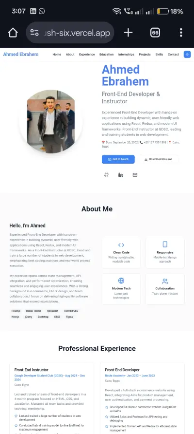 موقع شخصى احترافى  portfolio