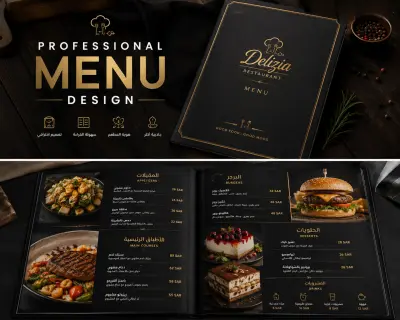 تصميم قائمة طعام احترافية وجذابة لمطعم عصري
