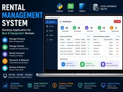 نظام إدارة الإيجارات | تطبيق سطح المكتب بايثون